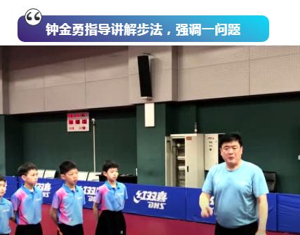 國(guó)青男隊(duì)主教練鐘金勇_指導(dǎo)講解步法，強(qiáng)調(diào)一問題