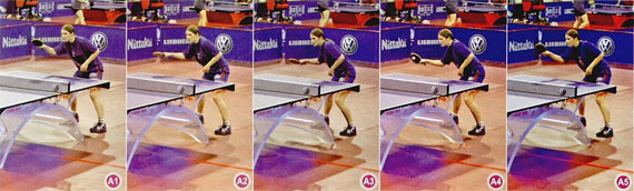 橫板正手平擋弧圈球