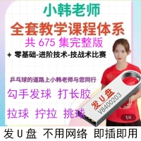  小韓老師全套乒乓球課程視頻勾手發(fā)球拉球 擰拉 對付長膠 