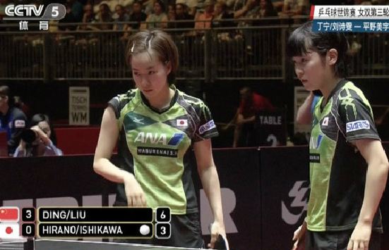 54德國(guó)世乒賽女雙中國(guó)組合丁寧/劉詩(shī)雯以4-0戰(zhàn)勝平野美宇/石川佳純